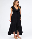 Made in Italy DOROTHEA Black Maternity Dress with Ruffles